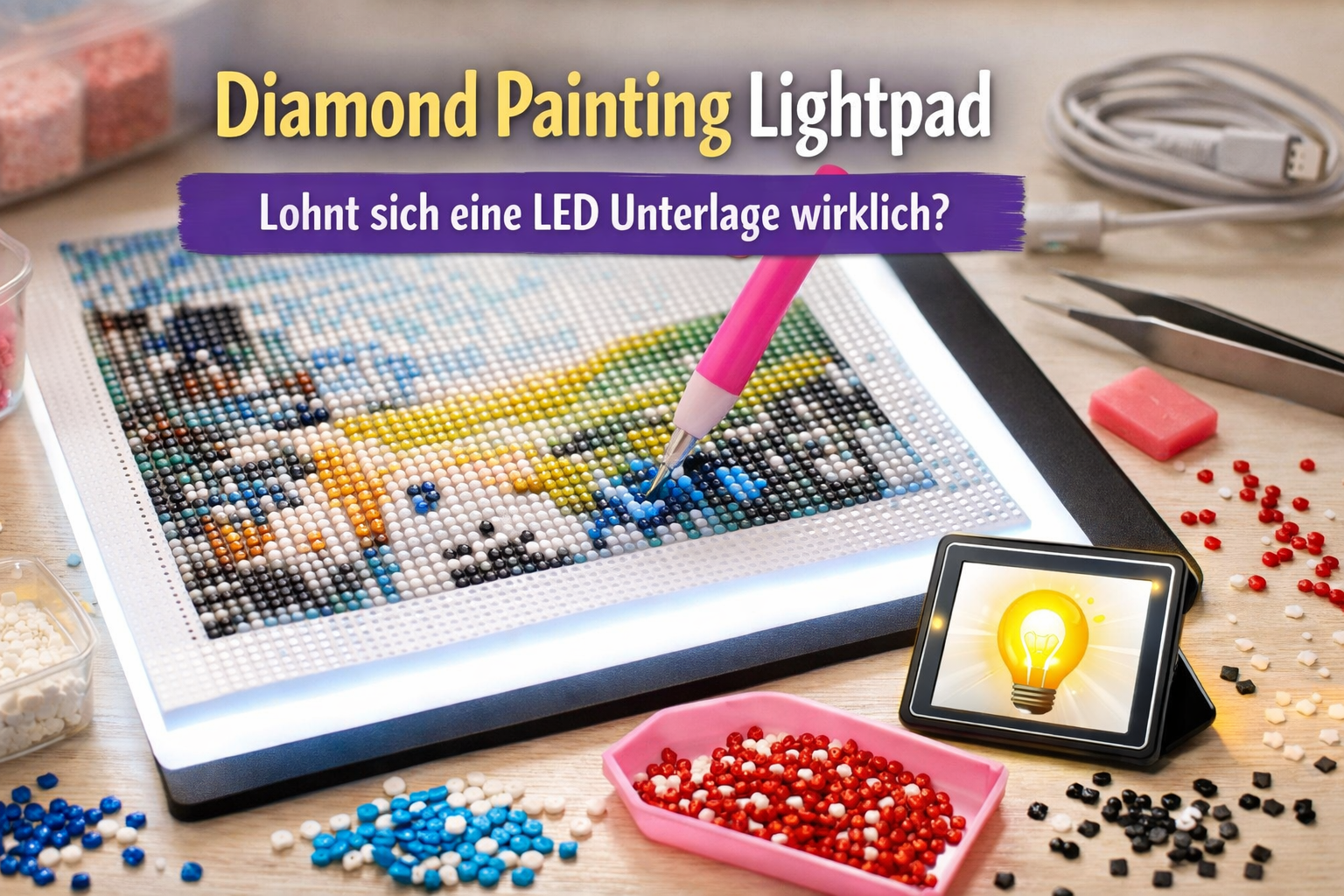 Diamond Painting Lightpad – lohnt sich eine LED Unterlage wirklich? - Kreativsein.shop