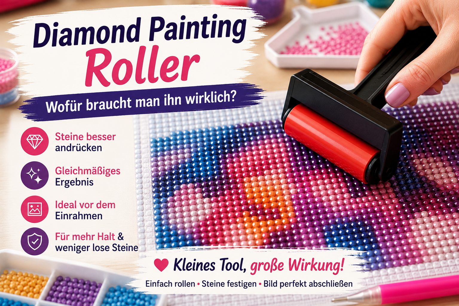 Diamond Painting Roller – wofür braucht man ihn wirklich? - Kreativsein.shop