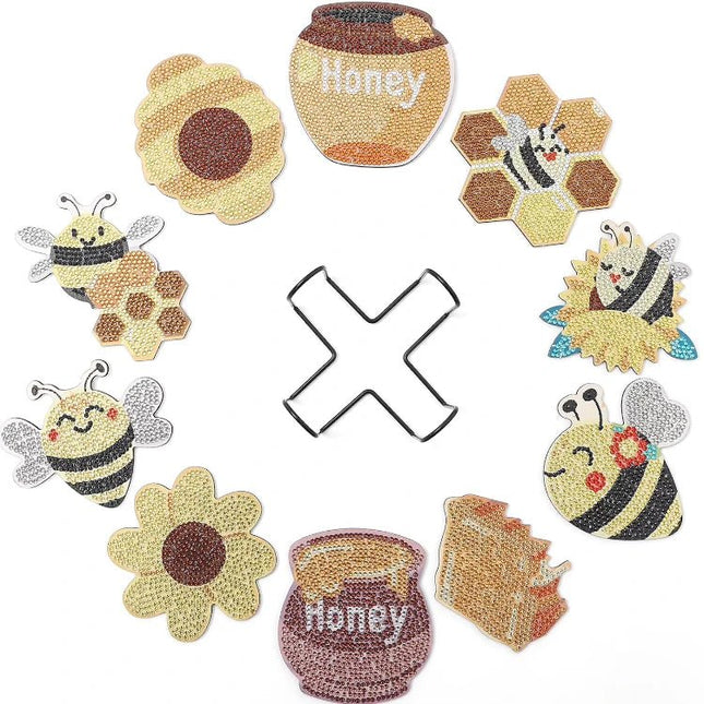 10 x Fleißiges Bienchen Untersetzer - Diamond Painting