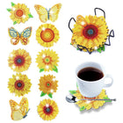 10 x Sonnenblumen und Schmetterlinge Untersetzer - Diamond Painting