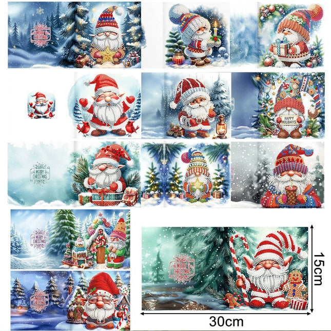 12 x Weihnachtskarte Wichtel - Diamond Painting