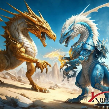 2 Drachen kämpfen - 5D DIY Diamond Painting