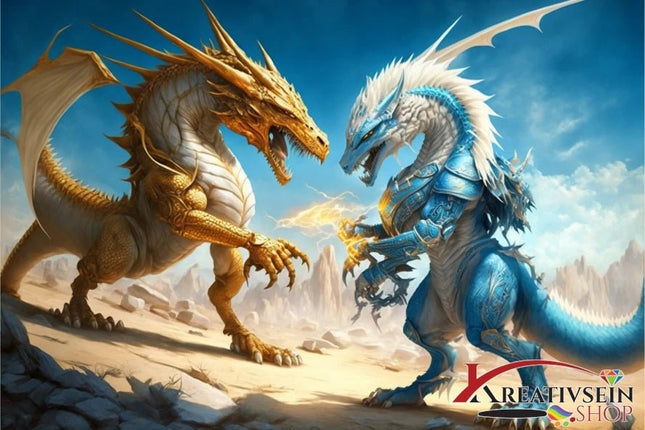 2 Drachen kämpfen - 5D DIY Diamond Painting