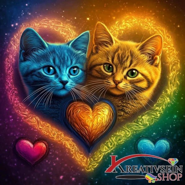 2 Katzen im Herz - 5D DIY Diamond Painting