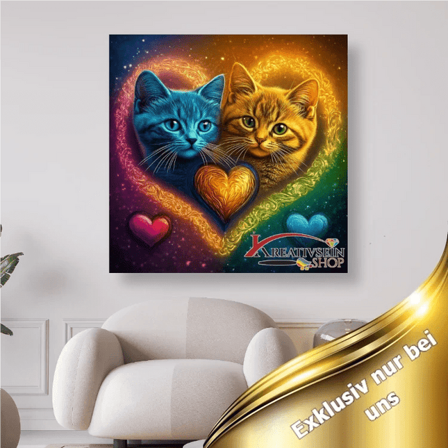 2 Katzen im Herz - 5D DIY Diamond Painting