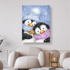 2 Pinguine mit Vogel - 5D DIY Diamond Painting