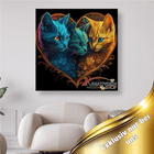 3 bunten Katzen im Herz - 5D DIY Diamond Painting