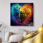 3 Katzen im bunten Herz - 5D DIY Diamond Painting