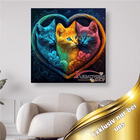 3 Katzen im bunten Herzrahmen - 5D DIY Diamond Painting