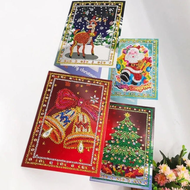 4 x Grusskarten Merry Christmas - Diamond Painting