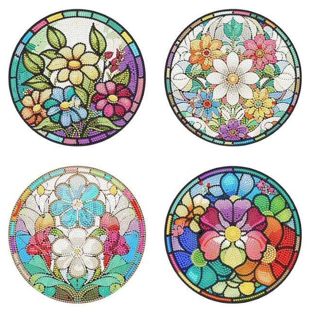 4 x Tischset gross Blumen - Diamond Painting