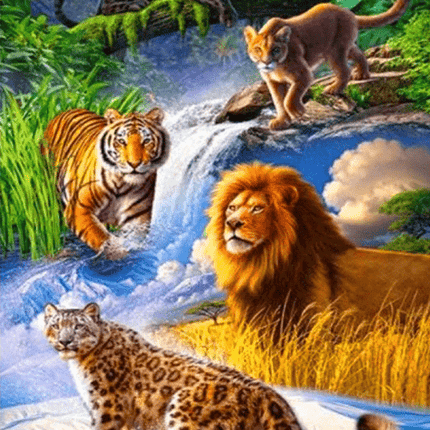5 Raubkatzen - 5D DIY Diamond Painting