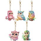 5 x Eulen Schlüsselanhänger - Diamond Painting