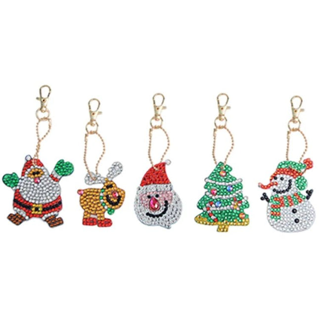 5 x Weihnachten Schlüsselanhänger - Diamond Painting