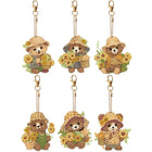 6 x Bärchen mit Blumen Schlüsselanhänger - Diamond Painting