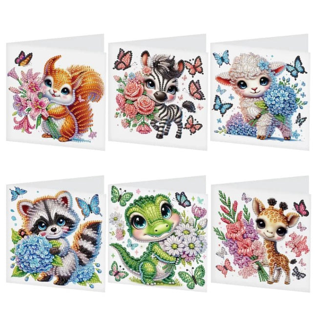 Diamond Painting Grußkarten Tiere Set (6x)