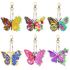 6 x Schmetterling mit Blumenflügel Schlüsselanhänger - Diamond Painting