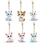 6 x süsse Kätzchen Schlüsselanhänger - Diamond Painting