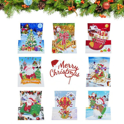 8 x Weihnachtsgrusskarten - Diamond Painting