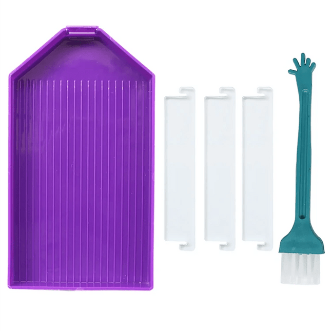 Ablageschiffchen mit 3 Abtrennungen und Pinsel - Diamond Painting