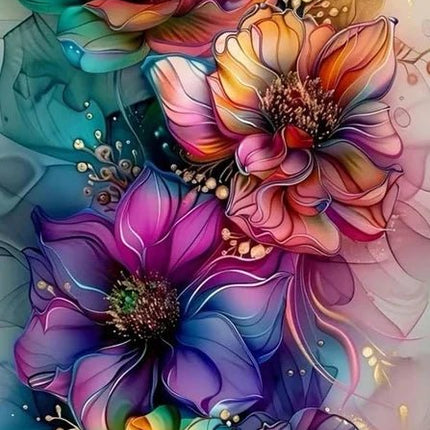 Abstrakte bunte Blumen - 5D DIY Diamond Painting