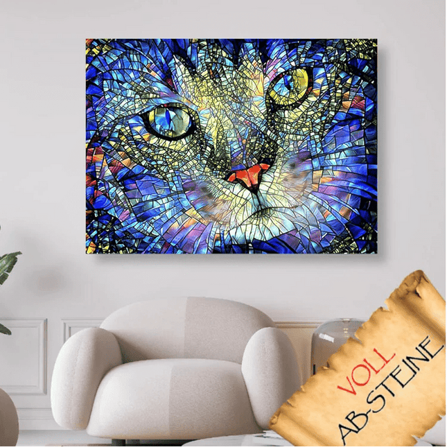 Abstraktes Katzengesicht - Voll AB 5D DIY Diamond Painting
