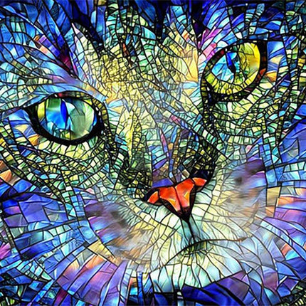 Abstraktes Katzengesicht - Voll AB 5D DIY Diamond Painting