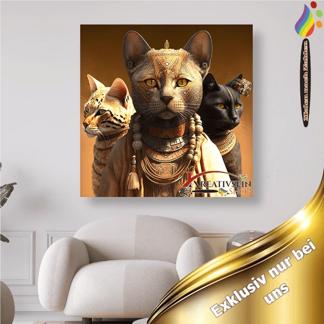 Ägyptische Katzen - Malen nach Zahlen