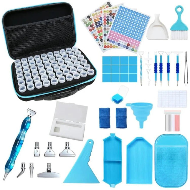 aufbewahrung diamond painting Aufbewahrungskoffer mit 60 Dosen + XXL Zubehör SET