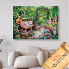 Bank im Blumengarten - Voll AB 5D DIY Diamond Painting