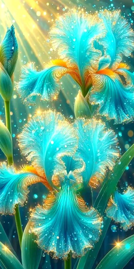 Blaue Irisblüte - 5D DIY Diamond Painting