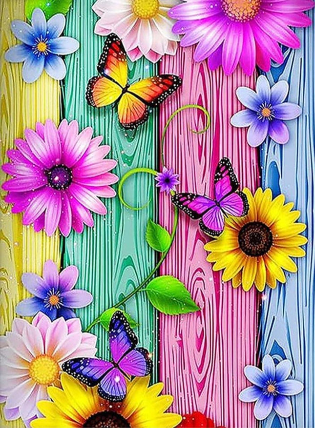 Blumen und Schmetterlinge - Voll AB 5D DIY Diamond Painting