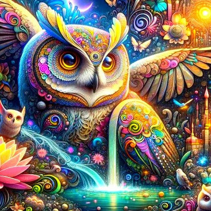 Bunte abstrakte Eule - 5D DIY Diamond Painting