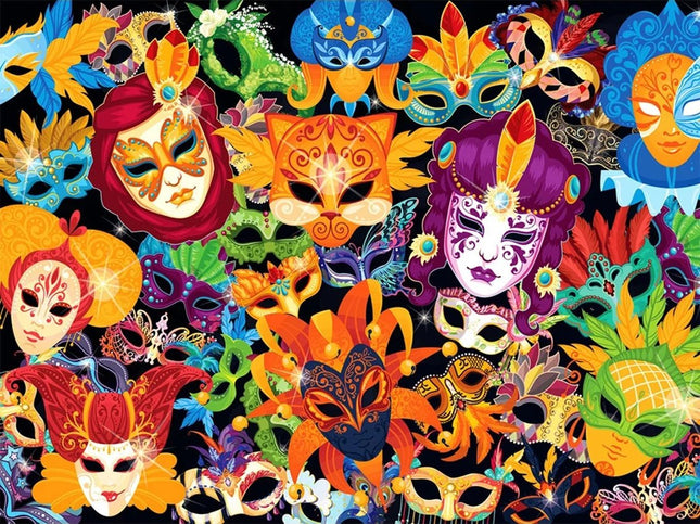 Bunte Masken - Voll AB 5D DIY Diamond Painting