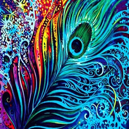 Bunte Pfauenfeder - Voll AB 5D DIY Diamond Painting