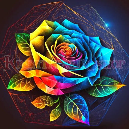 Bunte Rosenblüte - 5D DIY Diamond Painting