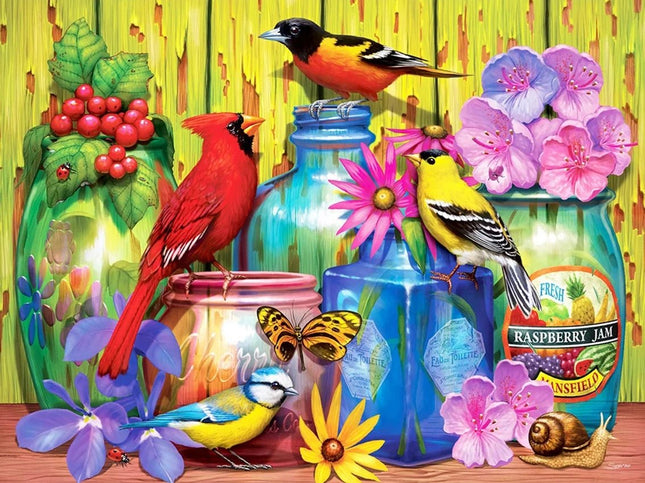 Bunte Vogelwelt und Blumen - Voll AB 5D DIY Diamond Painting