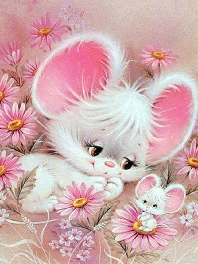 Comic kleine Mausfamilie - 5D DIY Diamond Painting