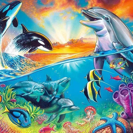 Delfine im Meer - Voll AB 5D DIY Diamond Painting