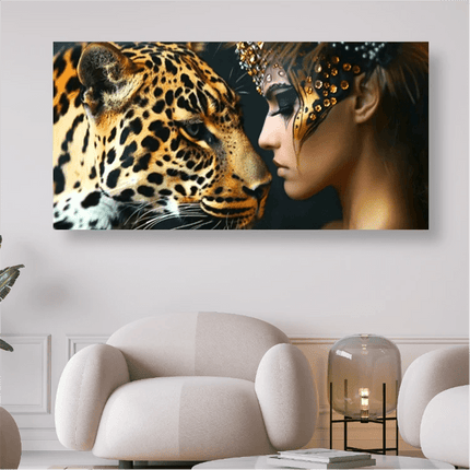 Der Leopard und die Frau - 5D DIY Diamond Painting