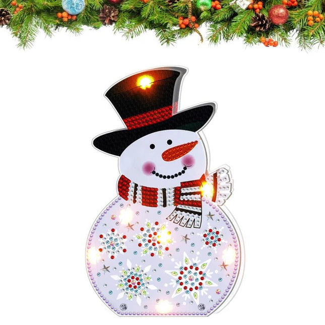 Der lustige Schneemann mit LED - Diamond Painting