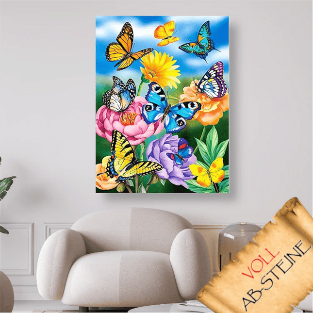Die Blumenwiese der Schmetterlinge - Voll AB 5D DIY Diamond Painting