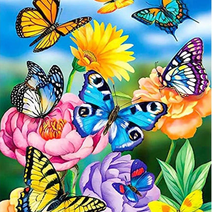Die Blumenwiese der Schmetterlinge - Voll AB 5D DIY Diamond Painting