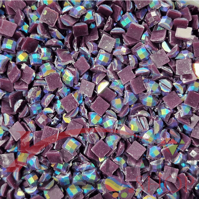 DMC 154 Red VY - eckige Steine - Aurora Borealis (AB) - Diamond Painting