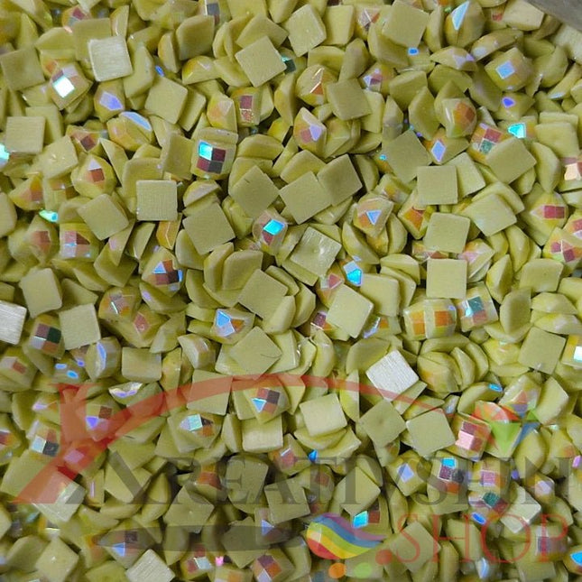 DMC 165 Green BRIGHT - eckige Steine - Aurora Borealis (AB) - Diamond Painting