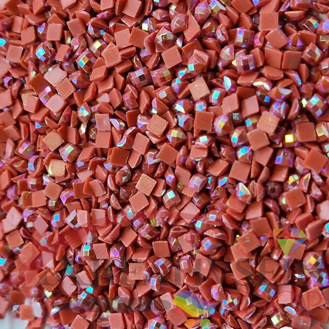 DMC 3328 Salmon DK - eckige Steine - Aurora Borealis (AB) - Diamond Painting