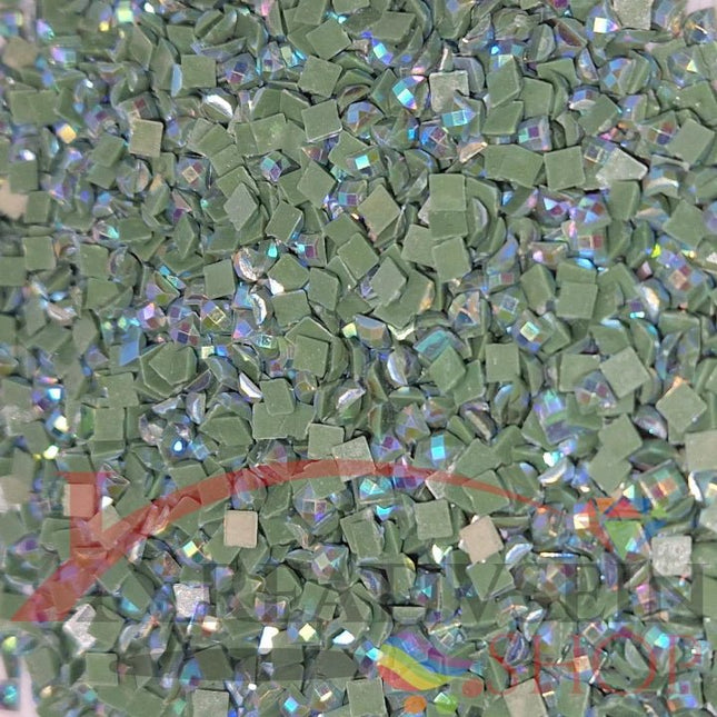 DMC 3363 Pine Green MED - eckige Steine - Aurora Borealis (AB) - Diamond Painting