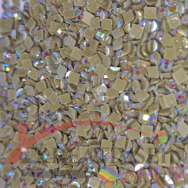 DMC 371 Mustard - eckige Steine - Aurora Borealis (AB) - Diamond Painting