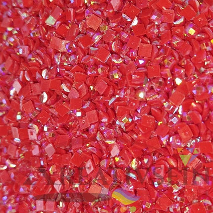 DMC 666 Christmas Red LT - eckige Steine - Aurora Borealis (AB) - Diamond Painting