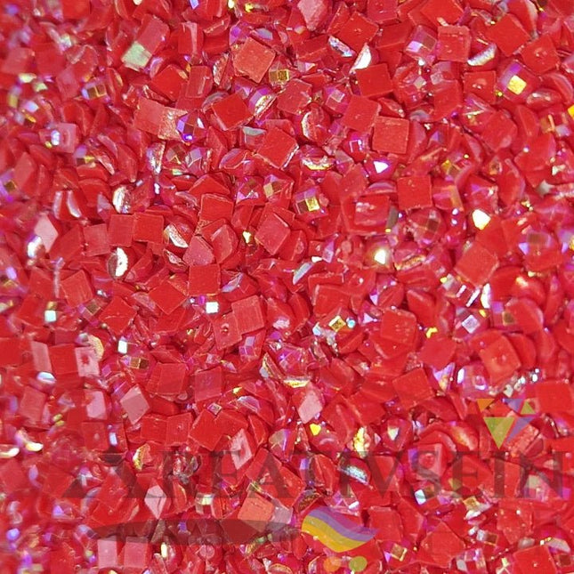 DMC 666 Christmas Red LT - eckige Steine - Aurora Borealis (AB) - Diamond Painting